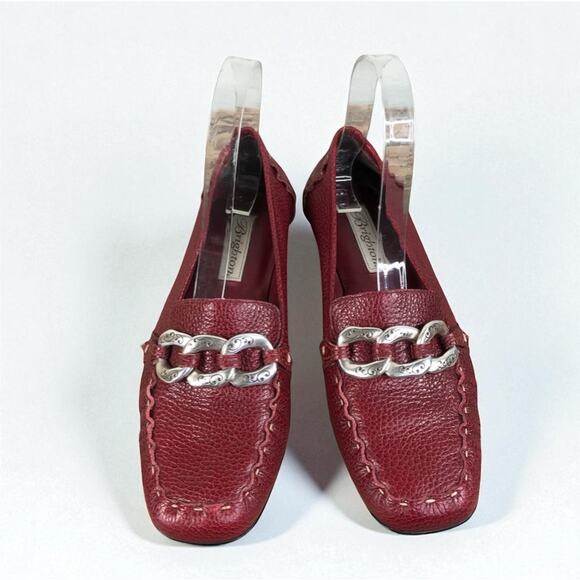 BRIGHTON Klee Leather Slip On Loafer W's 7.5 Burgundy Retro Classic Made Brazil - Picture 2 of 13
